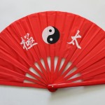 Red fan with design